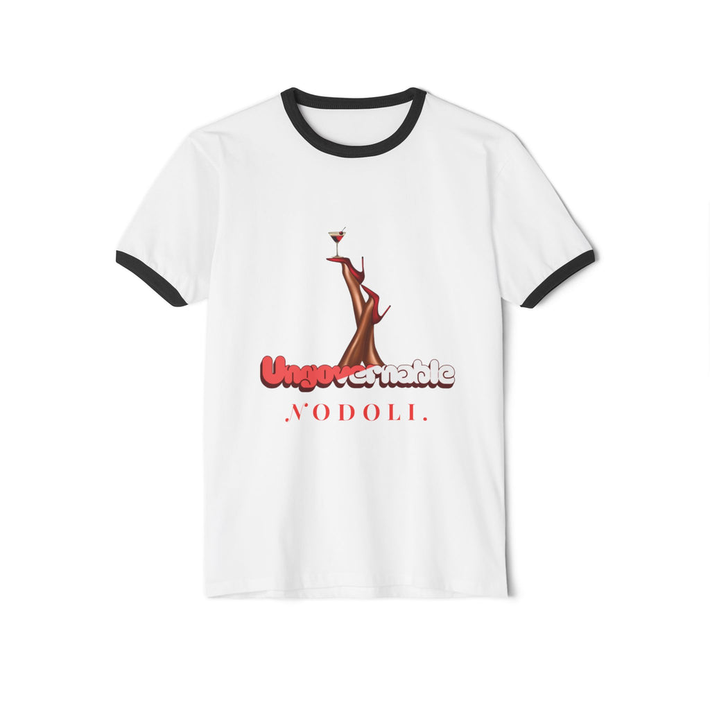 Ringer T-Shirt — 'Ungovernable Nodoli' Vintage Pin-Up Legs Graphic