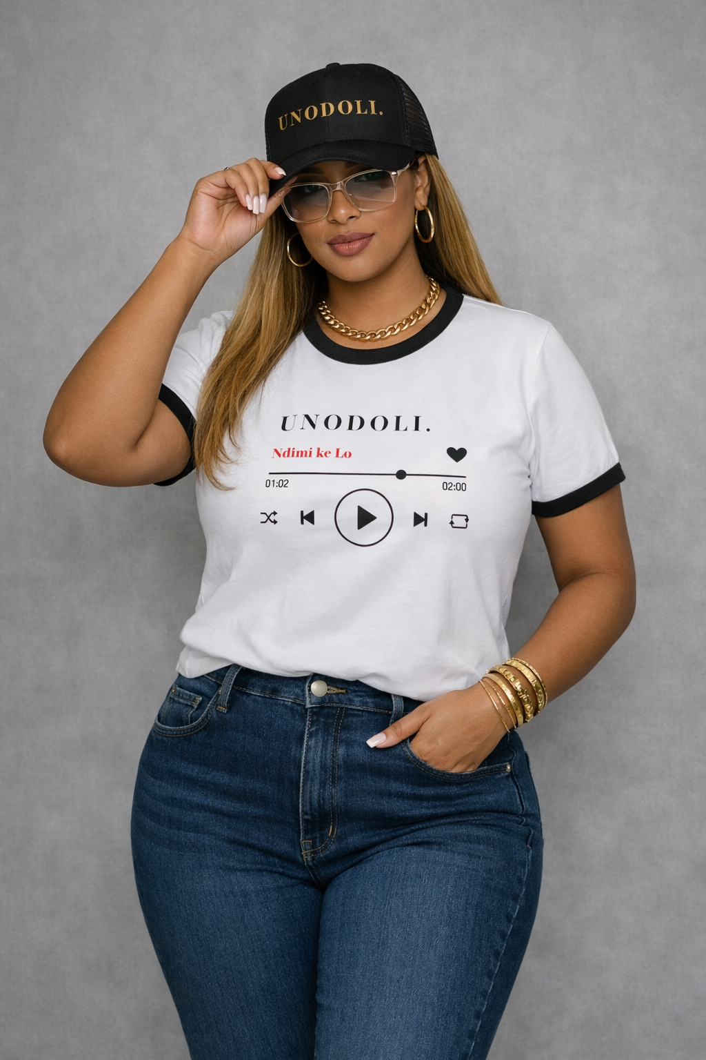 Ringer T-Shirt — ‘UNODOLL’ Music Player Graphic Tee