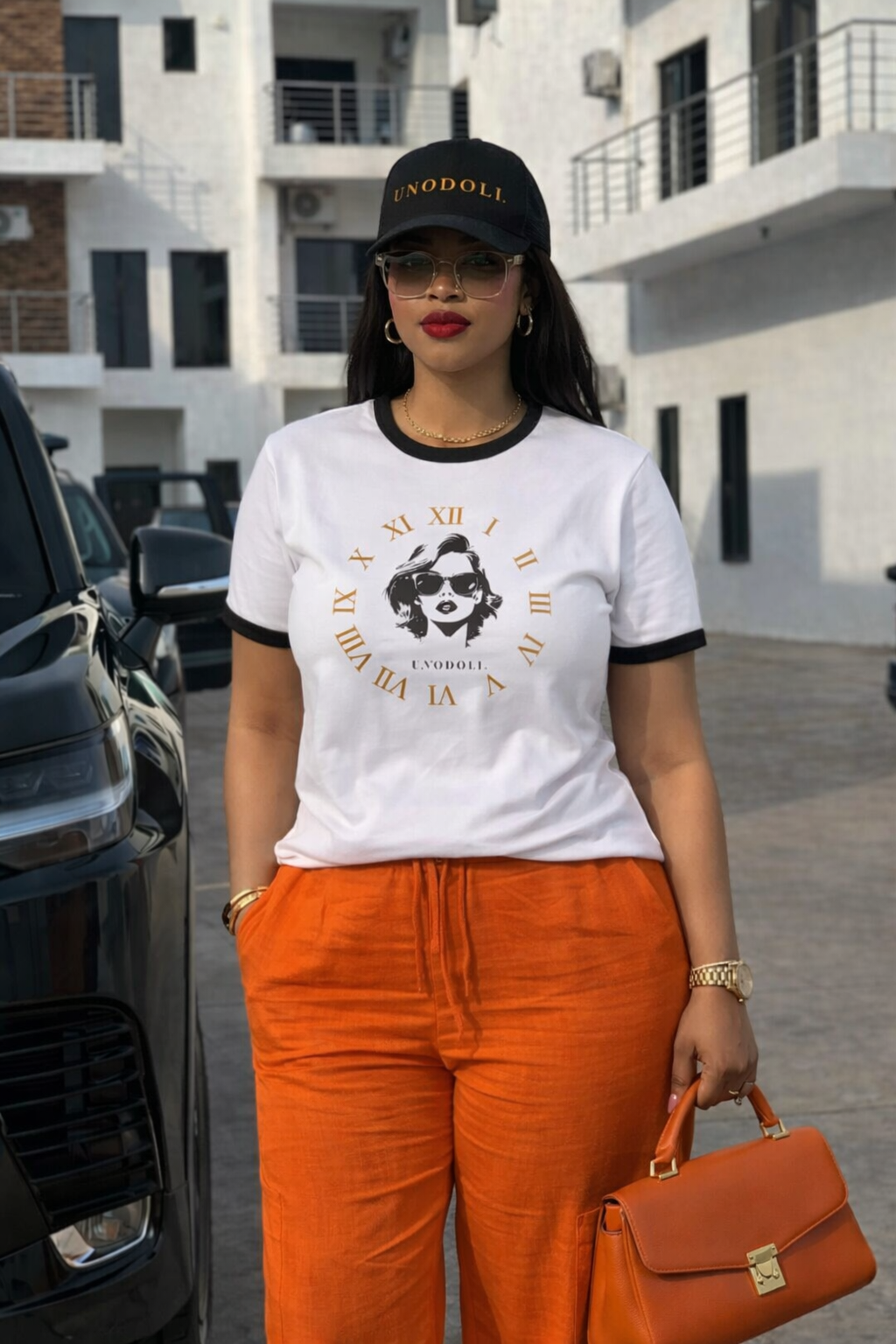 Retro Clock Face Ringer Tee — 'Timeless' Graphic T-Shirt