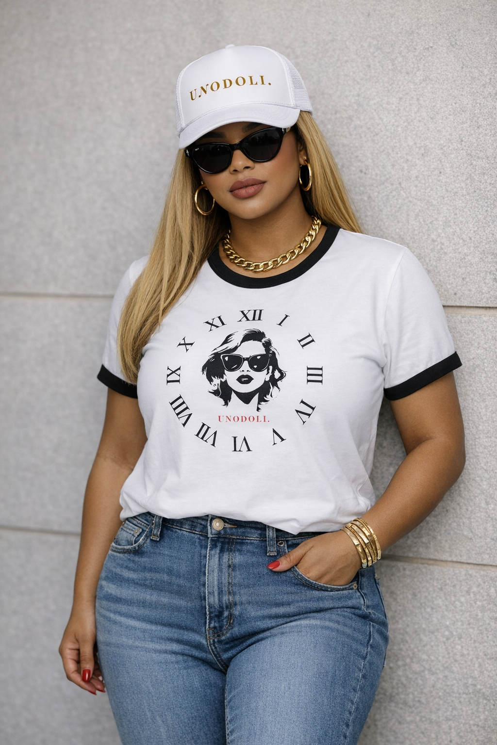 Retro Clock Face Ringer Tee — 'Timeless' Graphic T-Shirt