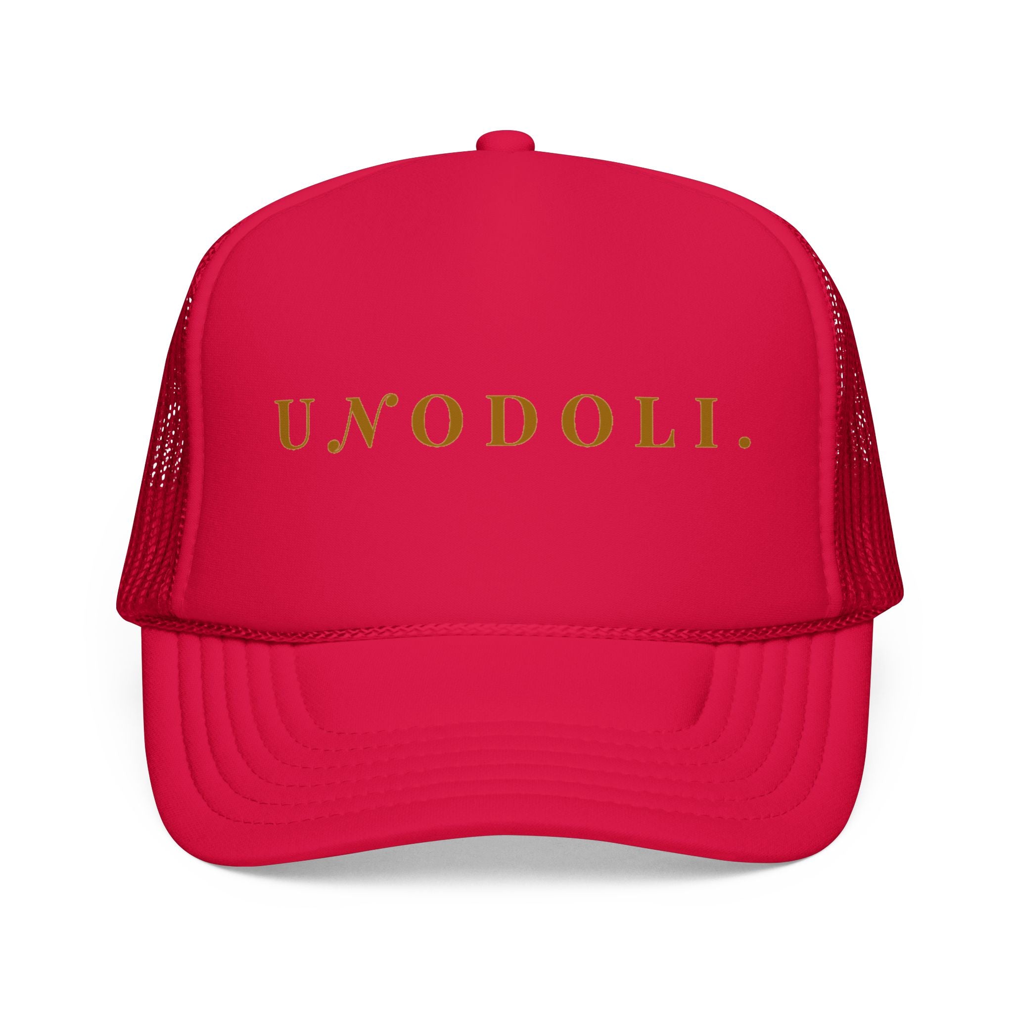 Unodoli Text Trucker Hat | Foam Mesh Cap, Vintage Lettering