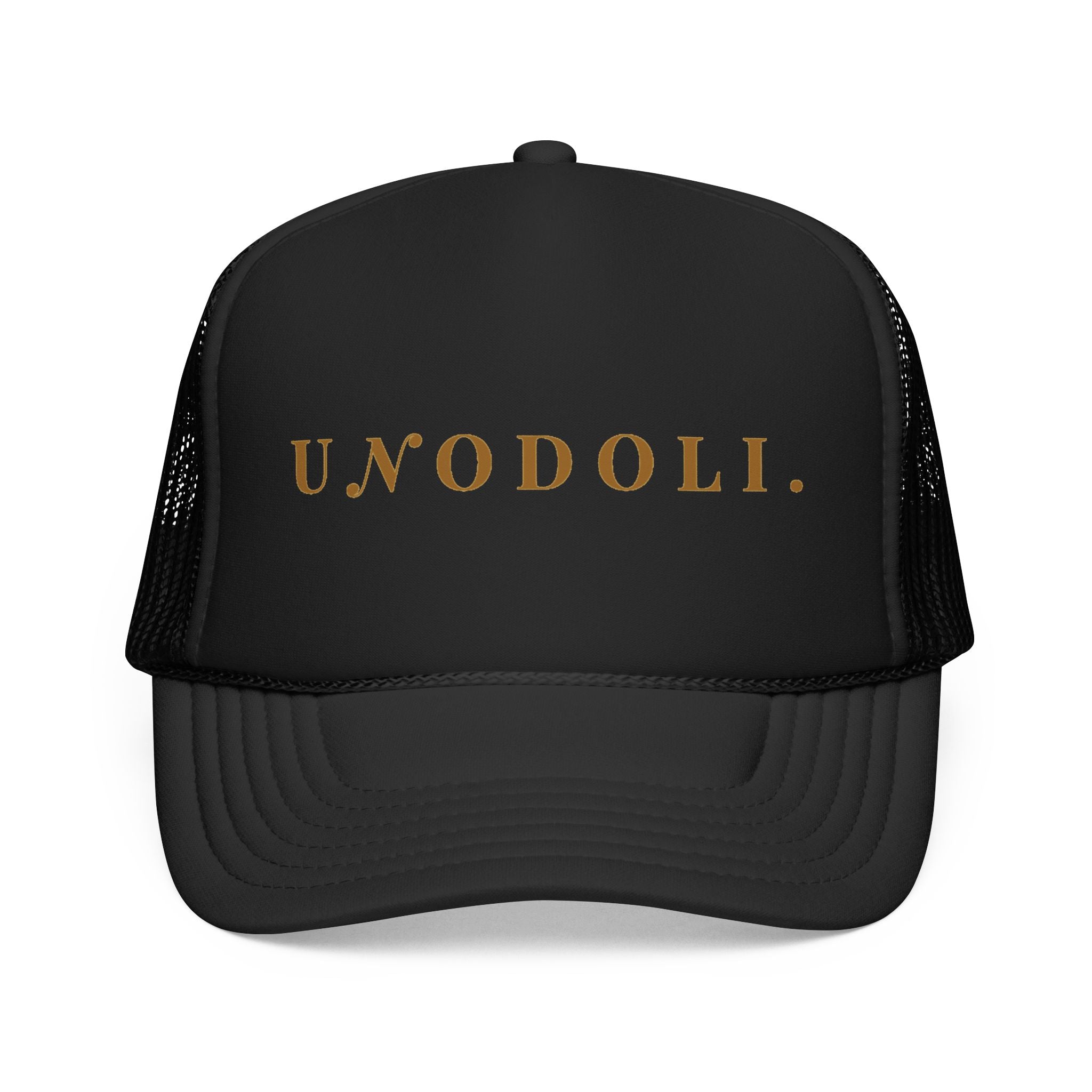 Unodoli Text Trucker Hat | Foam Mesh Cap, Vintage Lettering