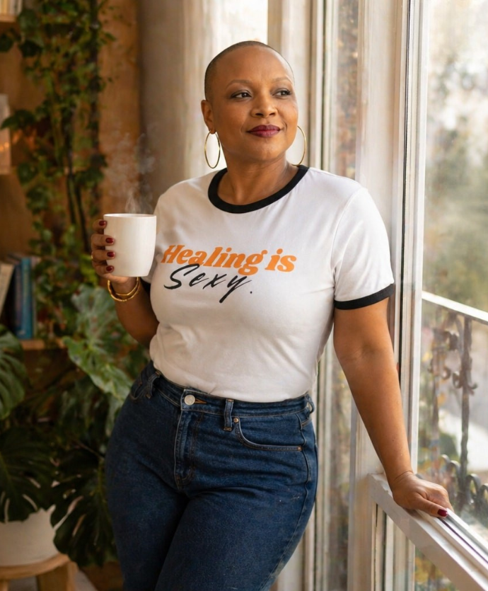 Ringer T-Shirt — Mysterious Woman with Rose Graphic