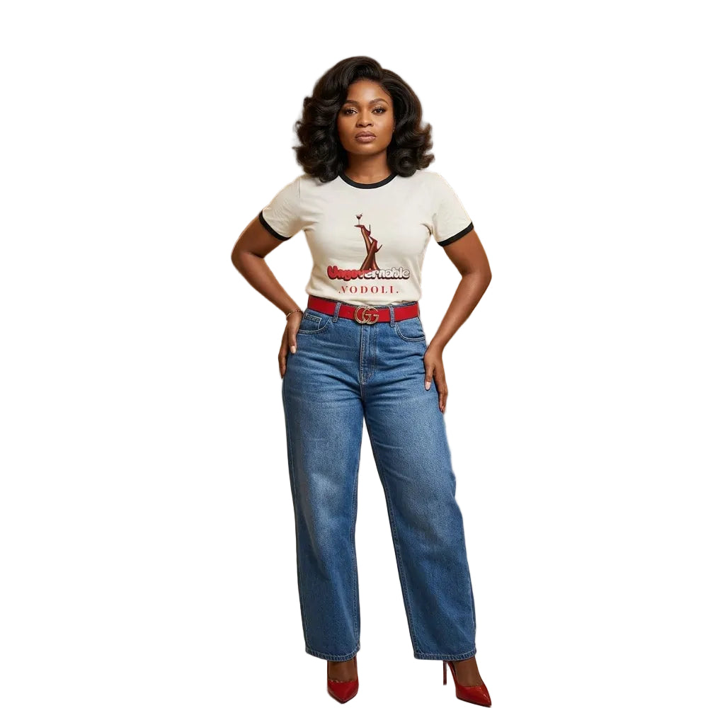 Ringer T-Shirt — 'Ungovernable Nodoli' Vintage Pin-Up Legs Graphic